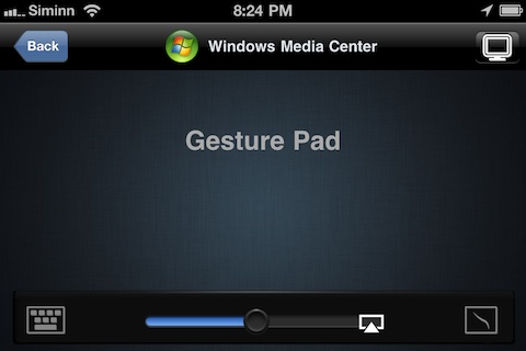 Gesture Pad controlling Windows Media Center